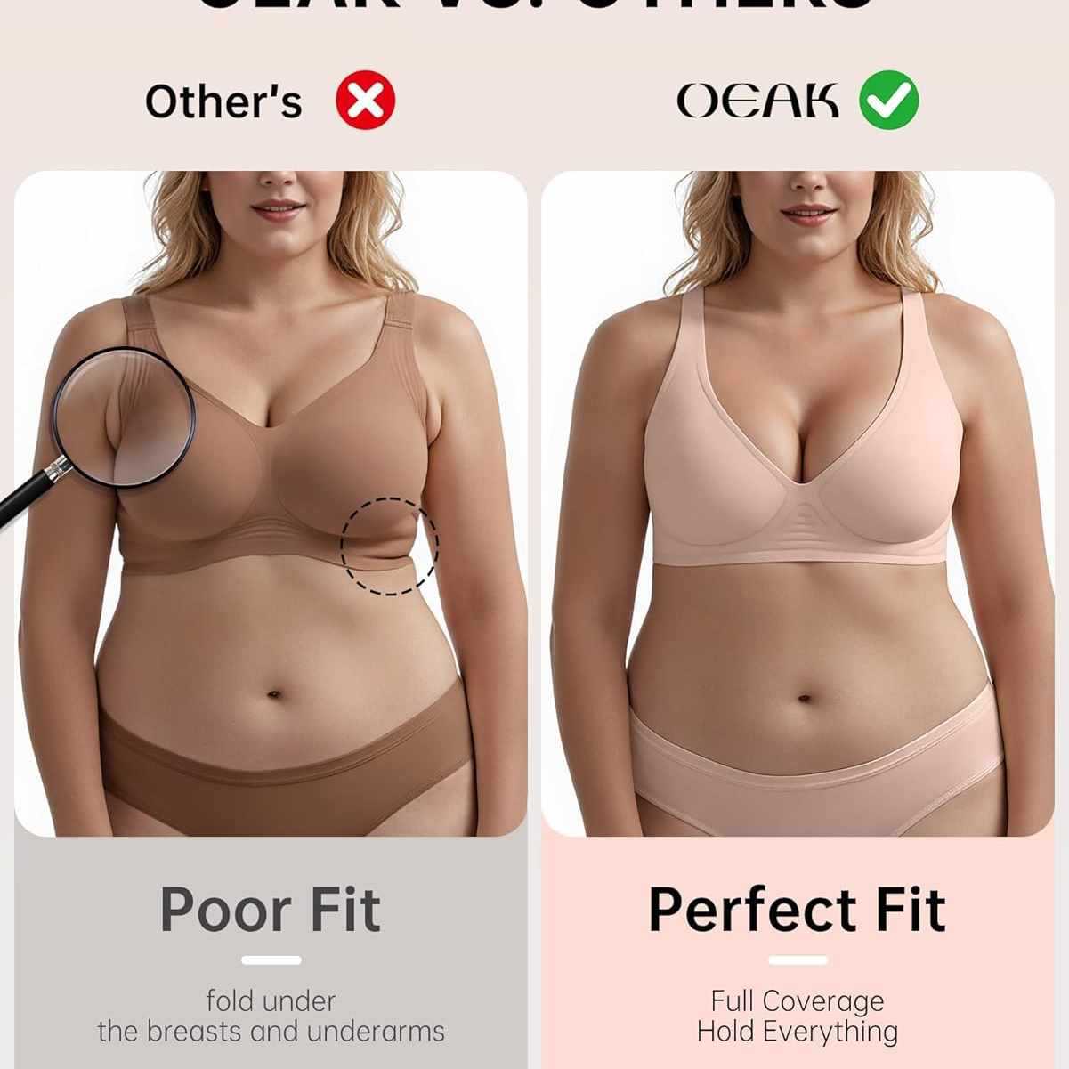 FREEDOMBEAUTY |OEAK Womens Deep V Bras Wireless Comfortable Bra Supportive