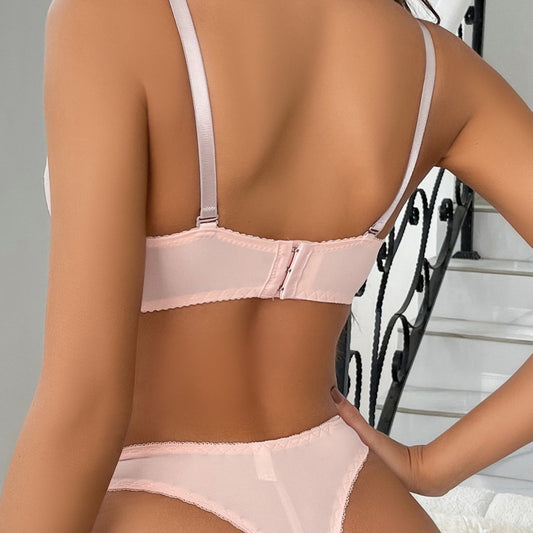 FREEDOMBEAUTY | Cross-border massage point cup collection breast adjustment bra lace gathering with steel ring sexy women's underwear set