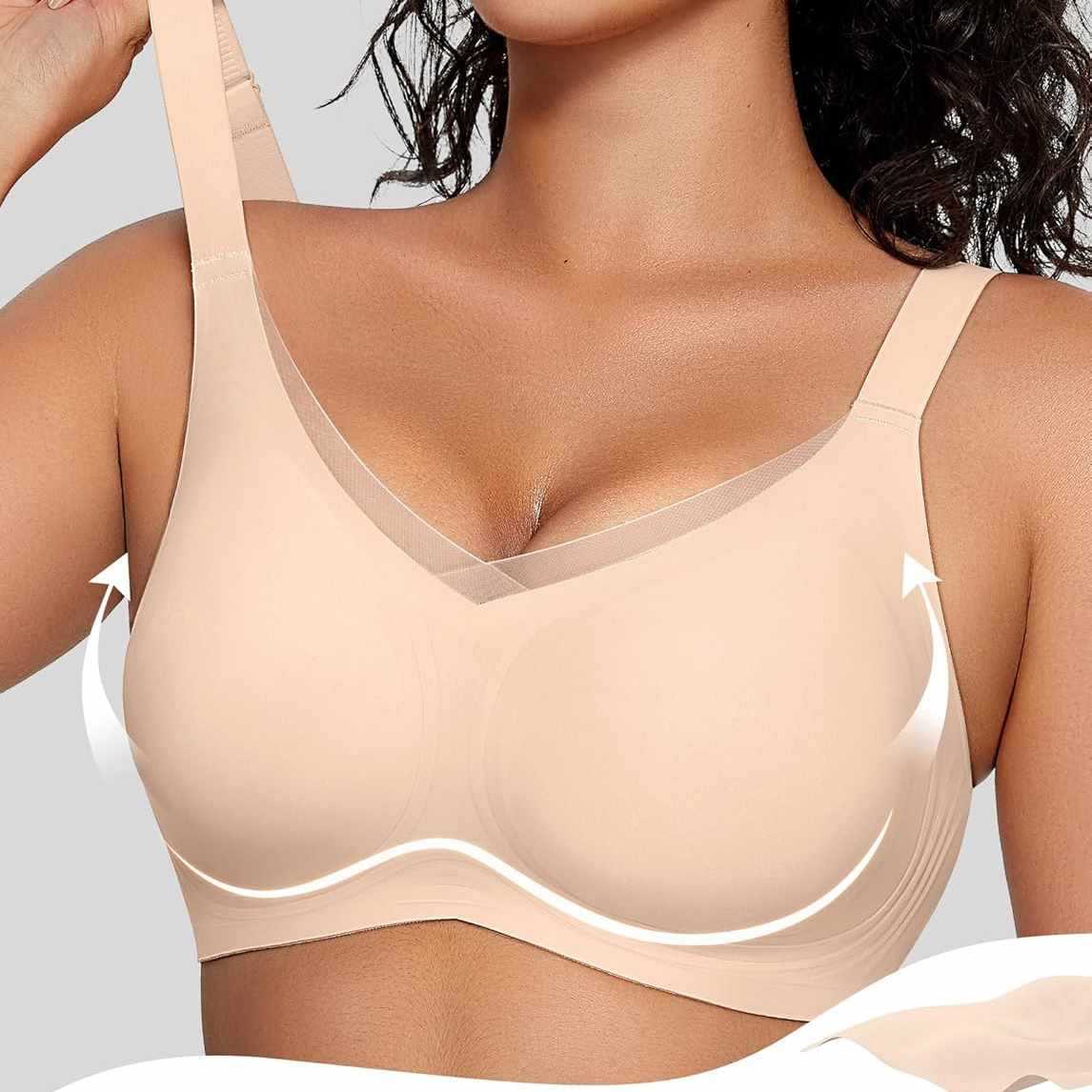 FREEDOMBEAUTY |OEAK Womens Wireless Bras V Mesh Comfortable Bralette Suppor