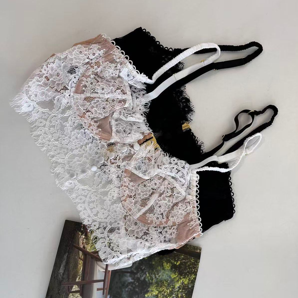 FREEDOMBEAUTY | Special FQ2672 sexy lace brocade cotton French bra underwear European and American steel ring worship foreign trade vest bra