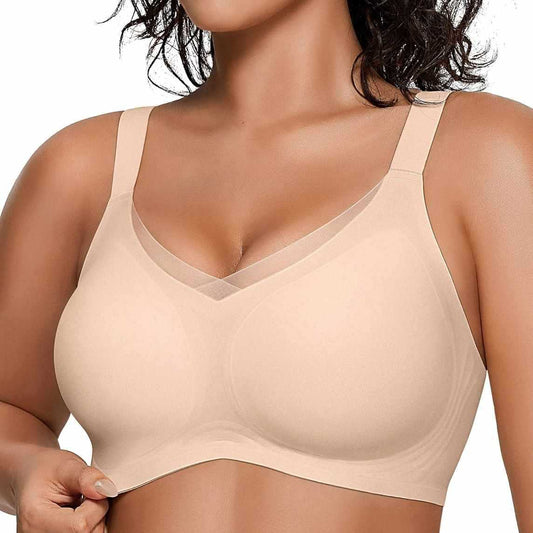 FREEDOMBEAUTY |OEAK Womens Wireless Bras V Mesh Comfortable Bralette Suppor