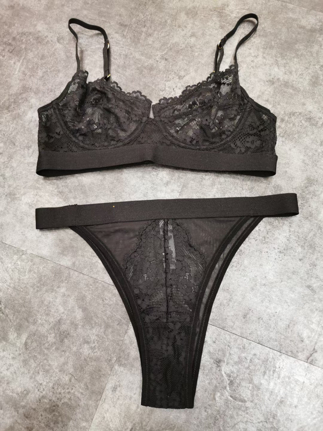 FREEDOMBEAUTY | Bra ultra-thin lace underwear sexy seduction rimless triangle cup thong bra sexy lace underwear