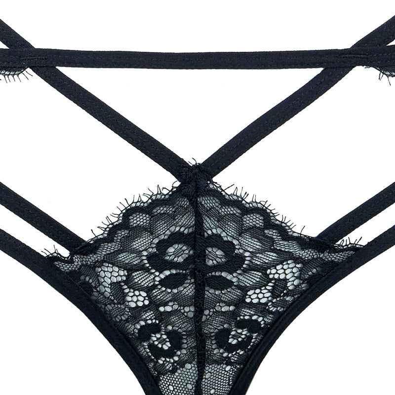 Freedombeauty | FQ2903 Eyelash Elastic Lace Steel Rim Ultra Thin Bra Hips Low Waist briefs Set Sexy European and American Cross-border