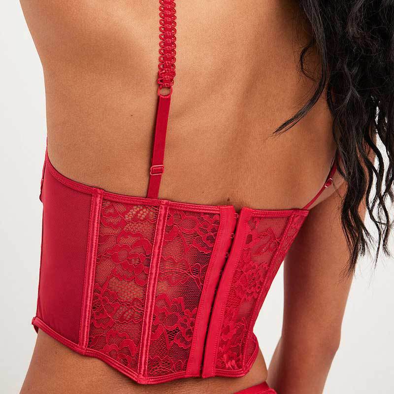 FREEDOMBEAUTY | Wear retro girl sexy fishbone underwear suspenders, thin gathering Valentine's Day lace sexy underwear 3 sets