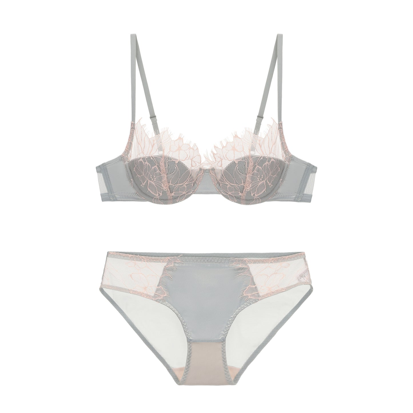 Freedombeauty | New French lace underwear girl eyelash edge sexy thin cotton cup soft steel ring pure desire bra bra set