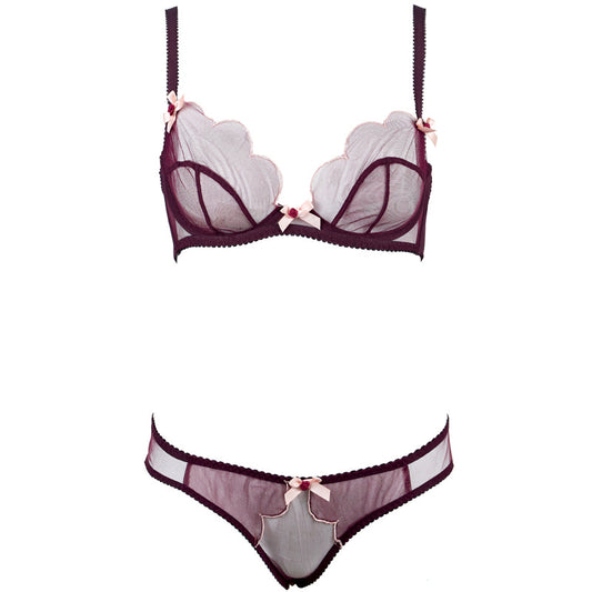 Freedombeauty | FQ2837 Fuchsia embroidered AP underwear steel rim tulle big chest underwear sexy European and American suit cross-border sex woman