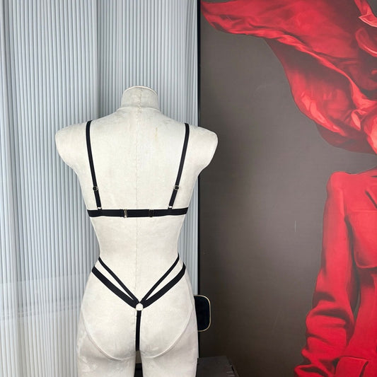 FREEDOMBEAUTY | FQ2886 silver embroidery velvet triangle cup sexy perspective bralette three-point European and American foreign trade cross-border black