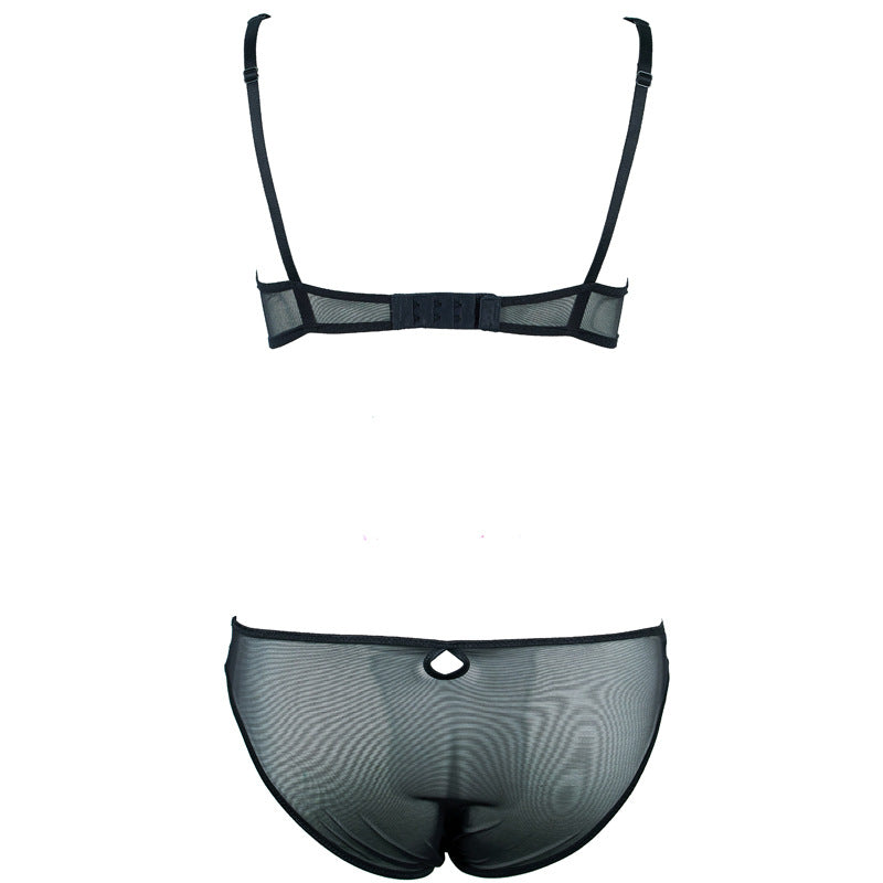 Freedombeauty | FQ2838 FQ2839 FQ1026 black embroidered steel rim thin cup cotton cup bra briefs low waist sexy