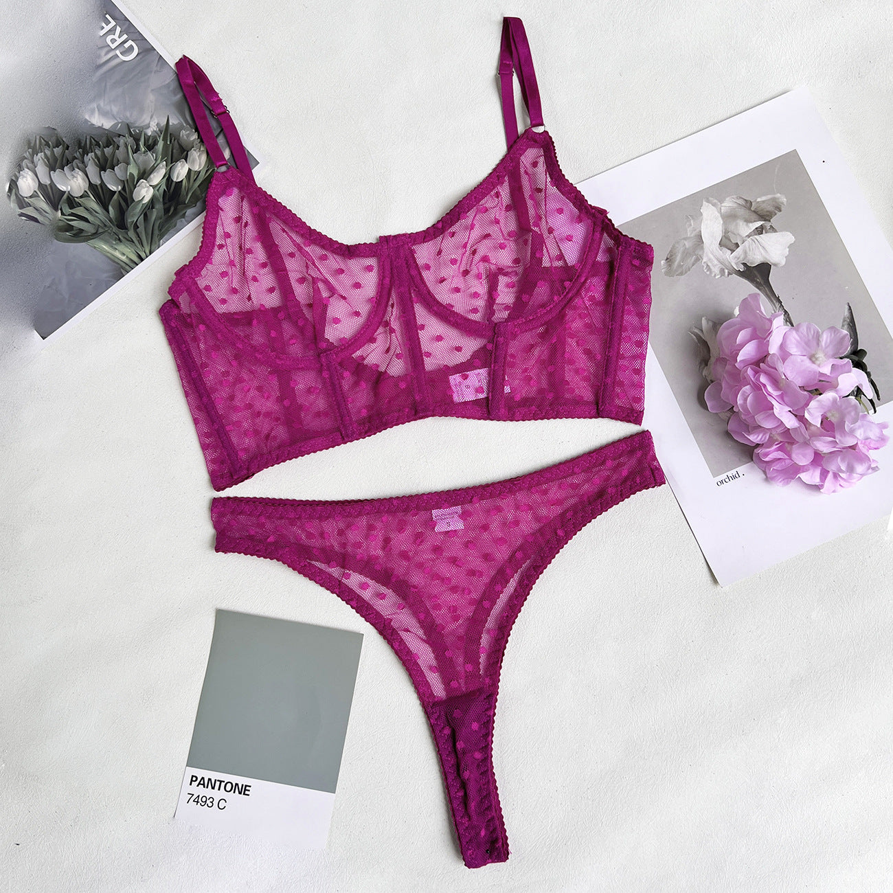 freedombeauty|Hot-selling lingerie sexy perspective fishbone 2-piece kit