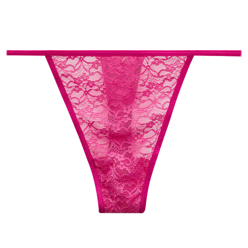 FREEDOMBEAUTY | Cross-border foreign trade interest temptation lace thong women, sexy transparent mesh embroidered underwear low-rise thin belt T-pants