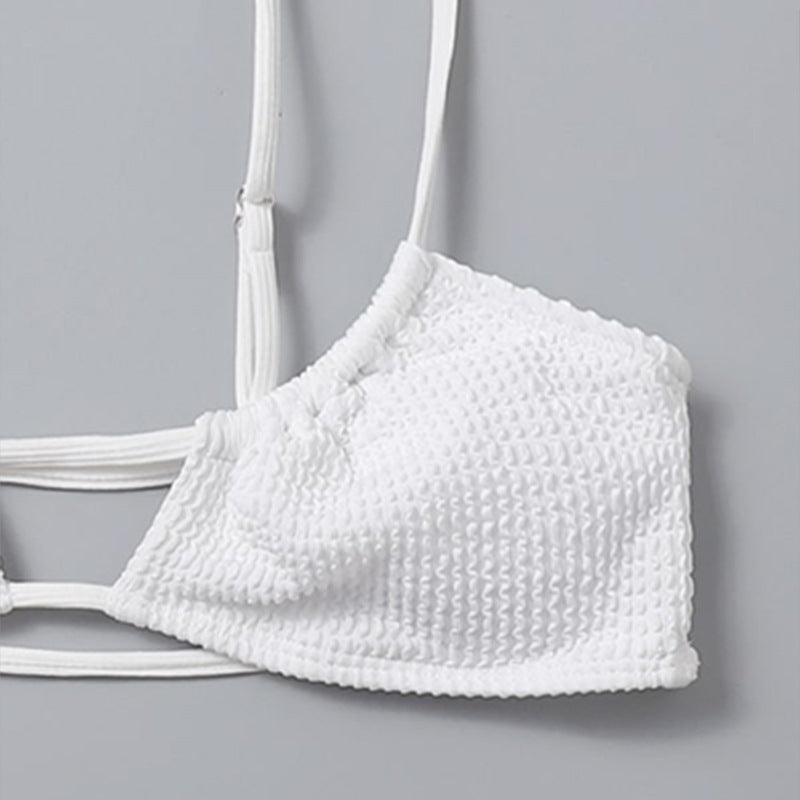 FREEDOMBEAUTY | 2025 European and American women's split swimsuit, solid color suspender sexy thong bikini swimsuit