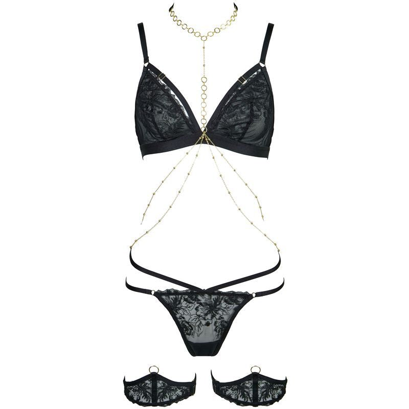 FREEDOMBEAUTY | FQ2872 Embroidery Triangle Cup Mesh Lined Neck Body Chain Low Waist T Pants Women's High Quality Underwear Cross-border Red