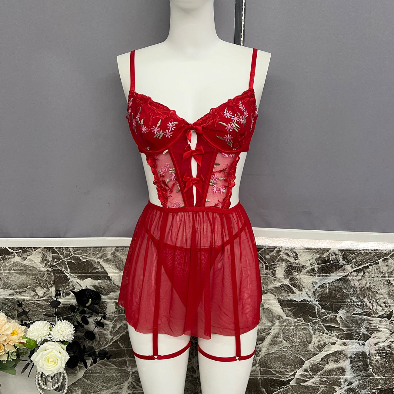 freedombeauty|Amazon explosive suit embroidered mesh skirt sexy bra manufacturer