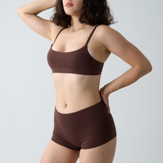 FreedomBeauty | Cotton Bra Shorts Chest Padded Bra Underwear Women's Cotton boxer shorts Sports Underwear Set