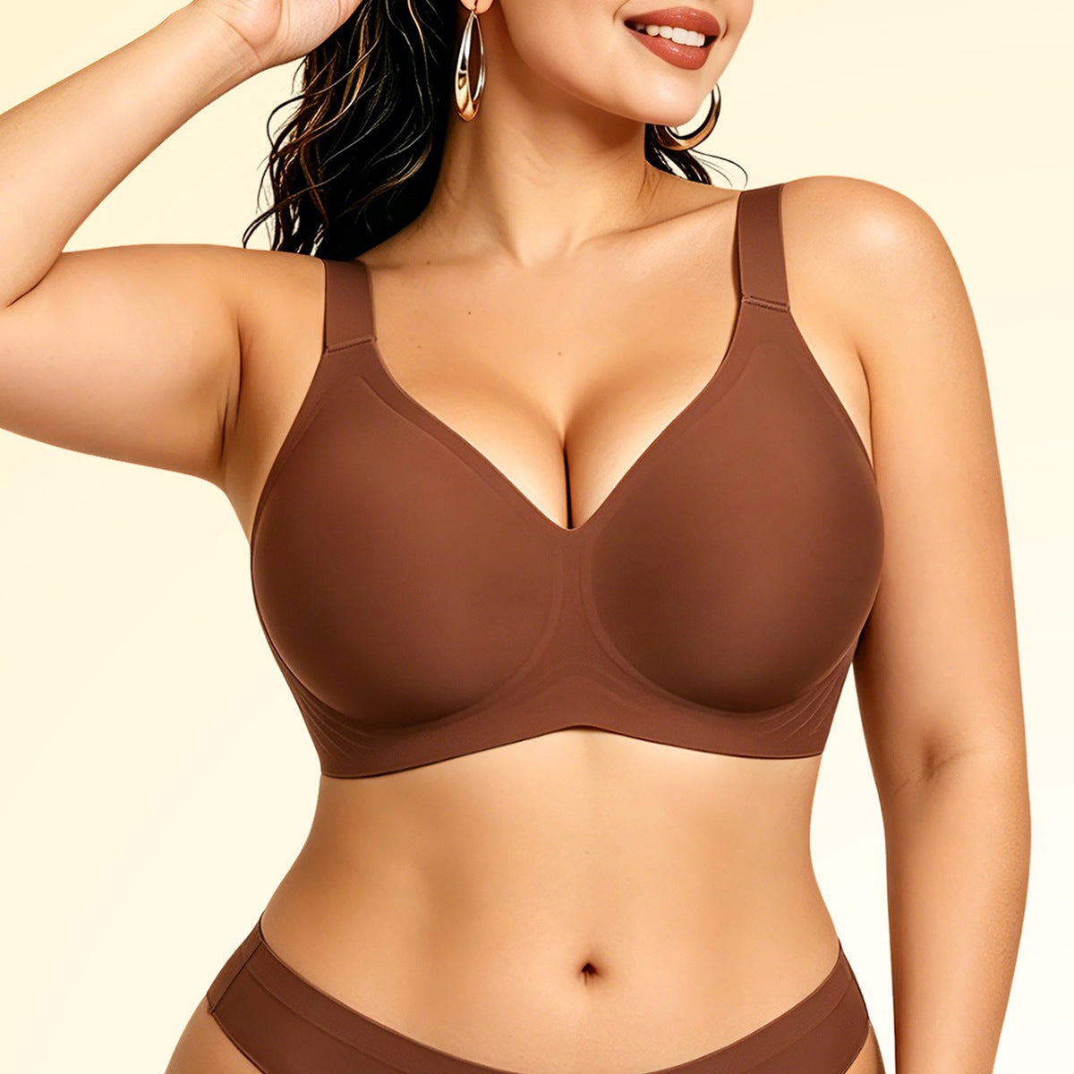 FREEDOMBEAUTY | Cross-border European and American seamless soft support wireless fixed cup comfortable bra bra underwear women's gathering lifting upward support