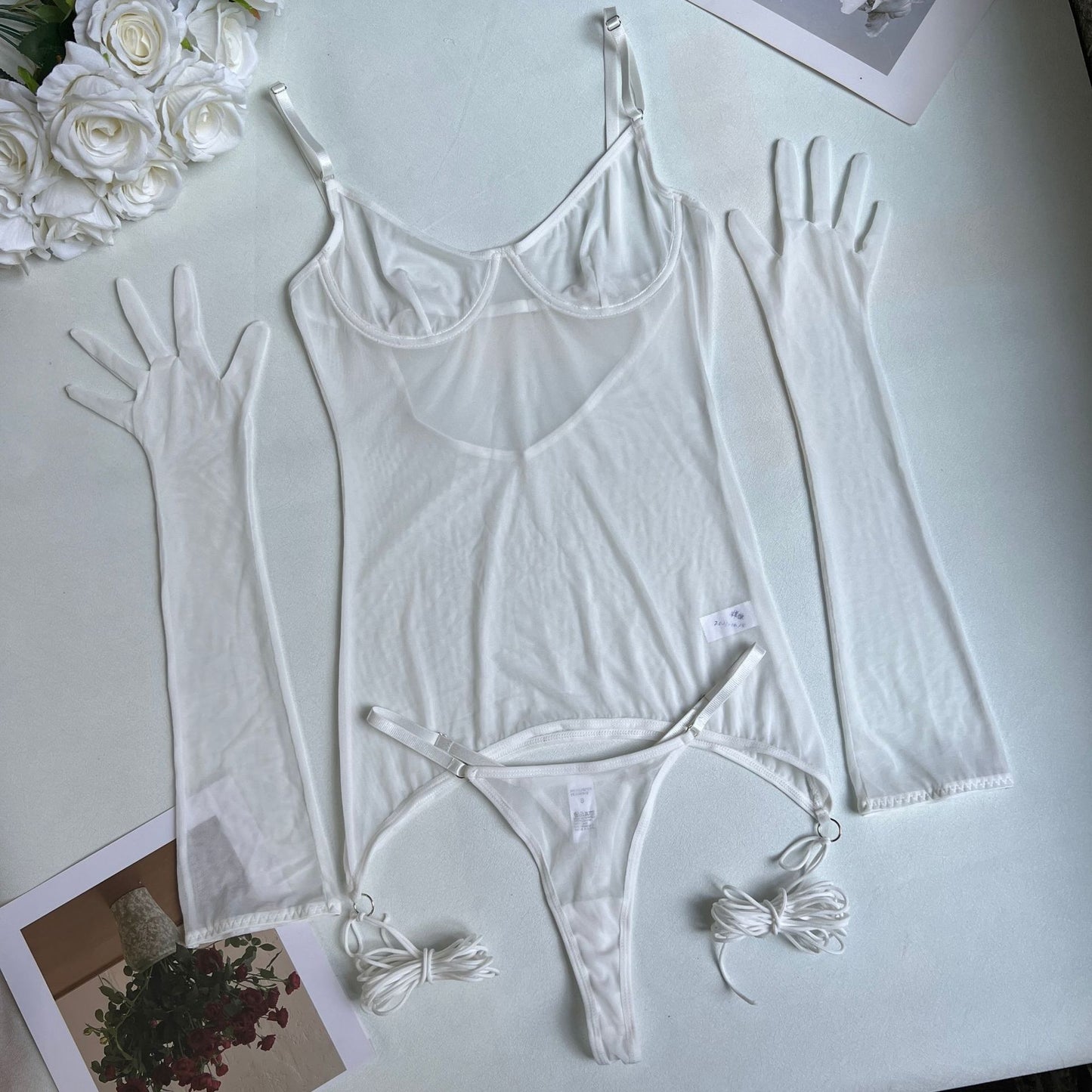 freedombeauty|New sexy seduction mesh strap dress outside bra kit