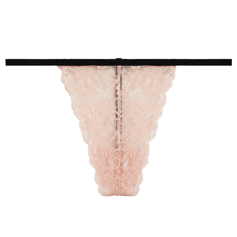 FREEDOMBEAUTY | Amazon hot-selling sexy thong women, one thread thin strap seamless t pants lace mesh sati flower panties