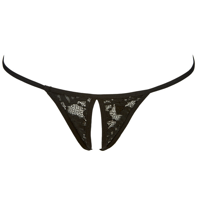 Freedombeauty | FQ2682 Cross Strap Lace Mesh Perspective Dress Open Crotch Thong Black Sex Dress Set Cross Border