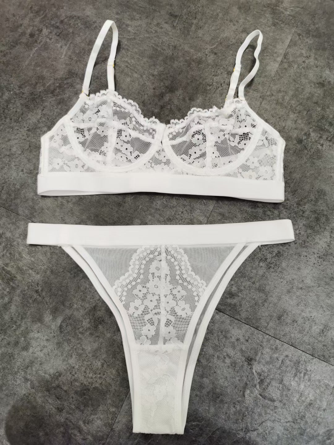 FREEDOMBEAUTY | Bra ultra-thin lace underwear sexy seduction rimless triangle cup thong bra sexy lace underwear