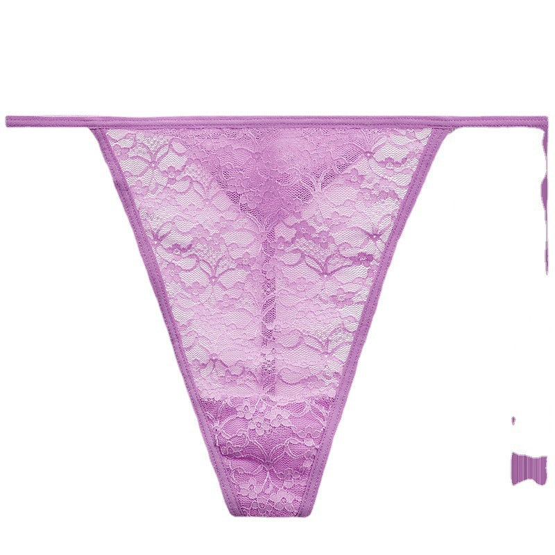 FREEDOMBEAUTY | European and American lace trousers women's transparent mesh yarn one thread t-pants sexy and sexy underwear foreign trade explosion source factory