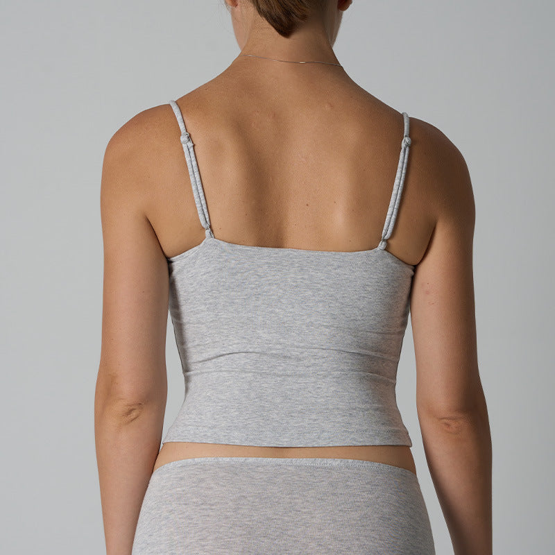 FREEDOMBEAUTY | cotton vest cotton ammonia babes suspender vest without chest pad solid color versatile short inner base women