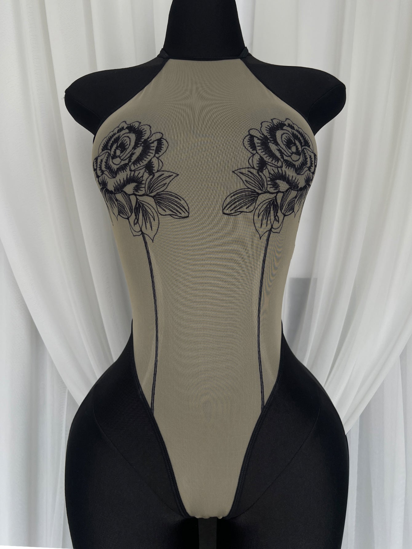 FREEDOMBEAUTY | European and American women's hollowed-out leggings backless integrated underwear backless tights