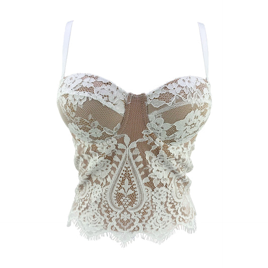 FREEDOMBEAUTY | Lace Sling Vest with Chest Pad Women's Exterior Pure Sexy Skinny Bottom Top Summer