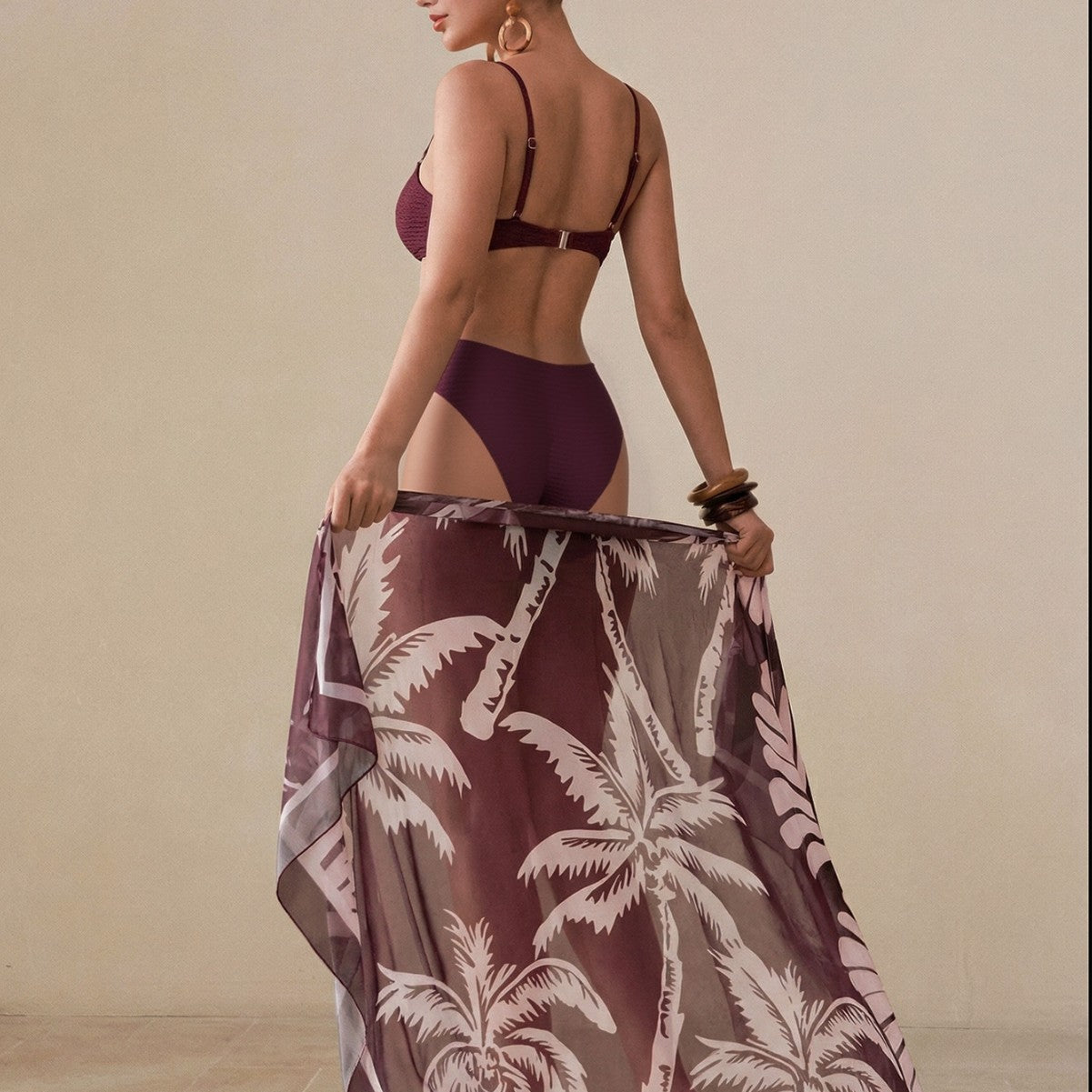 FREEDOMBEAUTY | New split swimsuit women's sexy suspenders tight bikini wrap skirt three-piece slim vacation swimsuit women