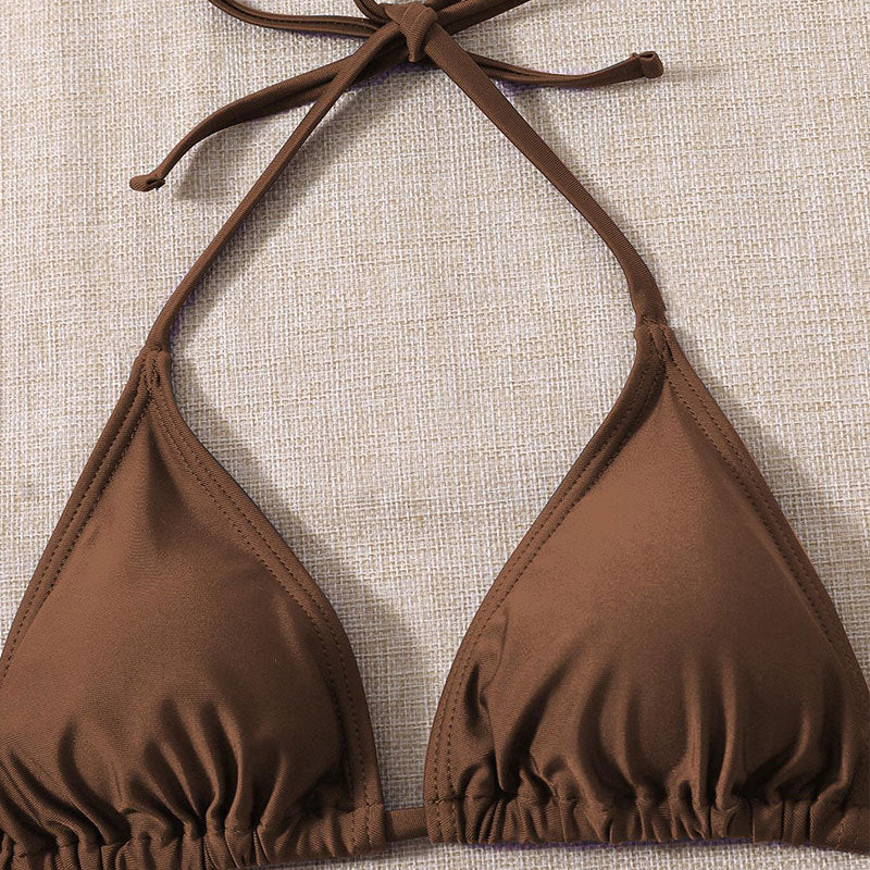 FREEDOMBEAUTY | 2025 new neck strap mesh skirt swimsuit women's, European and American three-piece beach bikini swimsuit