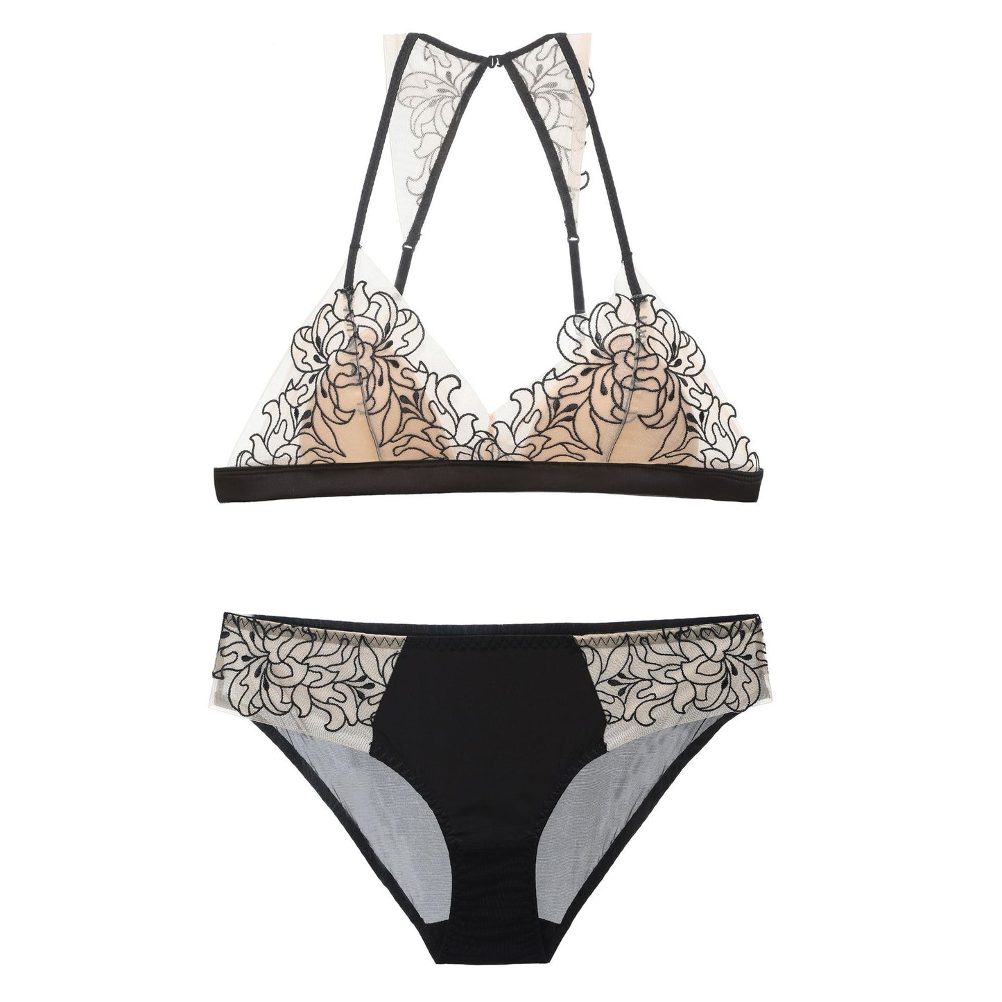 FREEDOMBEAUTY | French triangle cup underwear women's suit beautiful back bra integrated European and American style pure desire sexy no steel ring bra wholesale