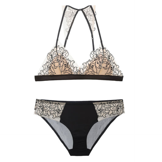 FREEDOMBEAUTY | French triangle cup underwear women's suit beautiful back bra integrated European and American style pure desire sexy no steel ring bra wholesale