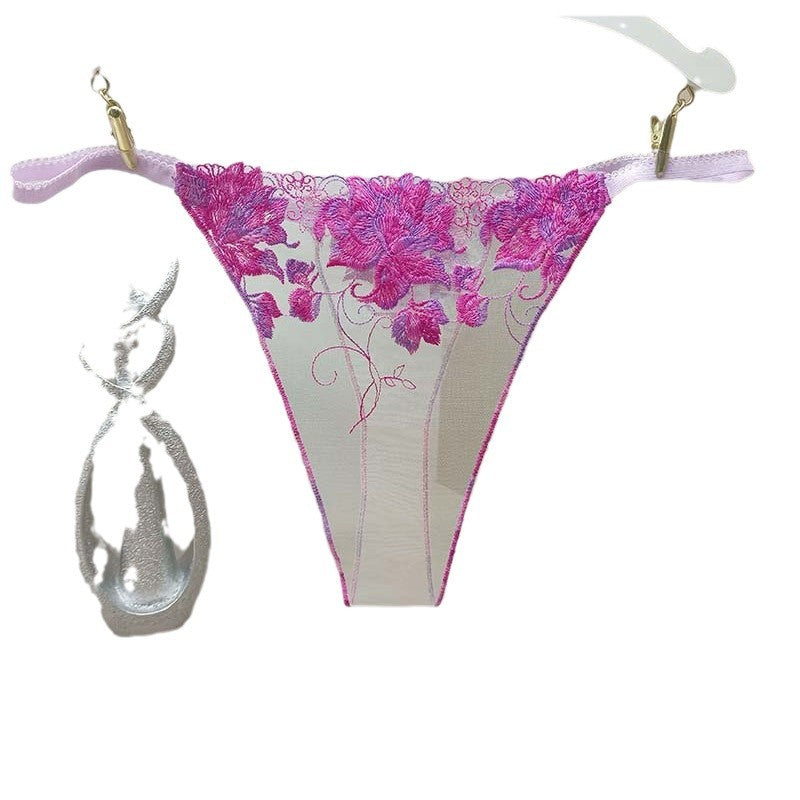 FREEDOMBEAUTY | Thong French Sexy Flower Transparent Ladies Lace Fixed Embroidered Panties Cross-Border Code Special Combination