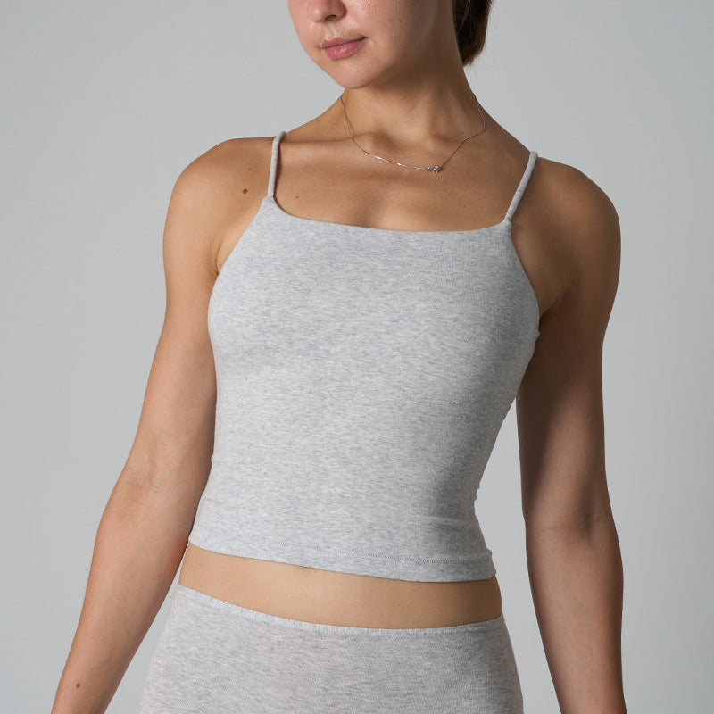 FREEDOMBEAUTY | cotton vest cotton ammonia babes suspender vest without chest pad solid color versatile short inner base women