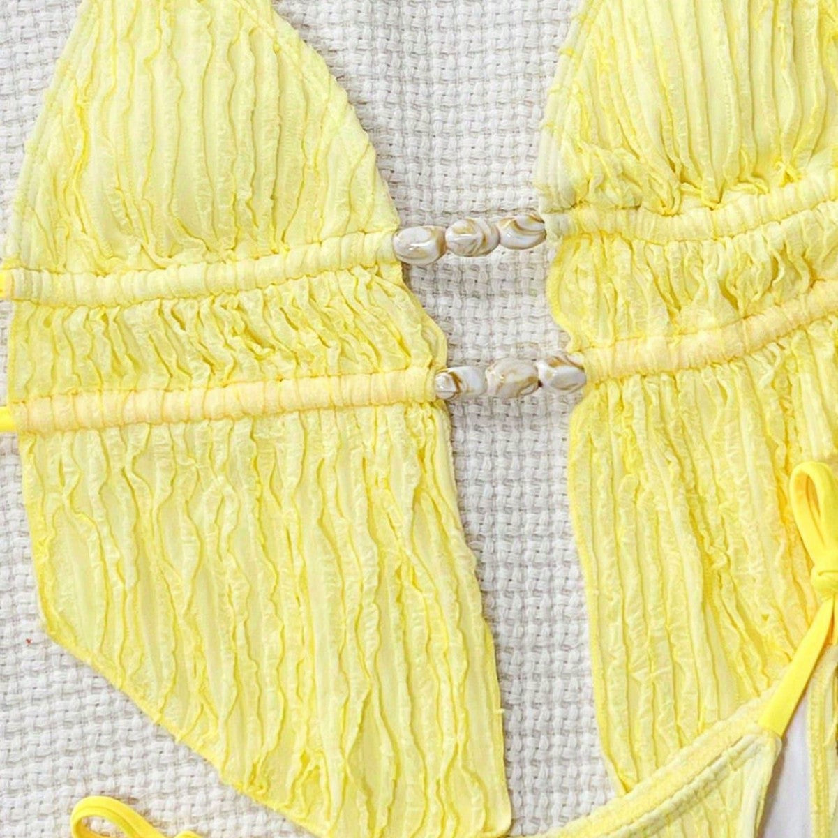 FREEDOMBEAUTY | Venetian fabric split bikini suit lace-up swimsuit women's swimwear, factory wholesale direct sales
