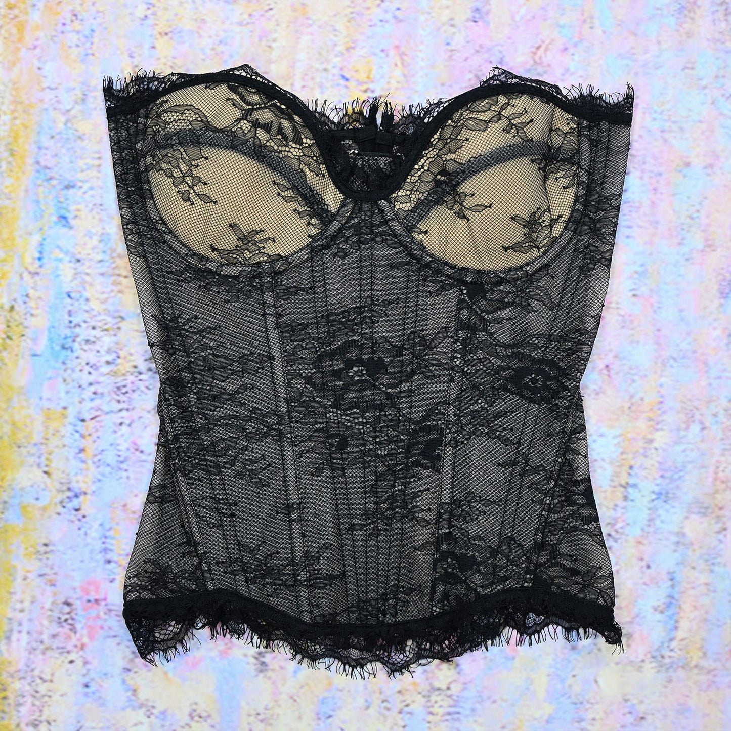 FREEDOMBEAUTY | 7020 New Foreign Trade Big Peony Lace Lace Fashion Versatile Steel Bone Corset Belly Corset