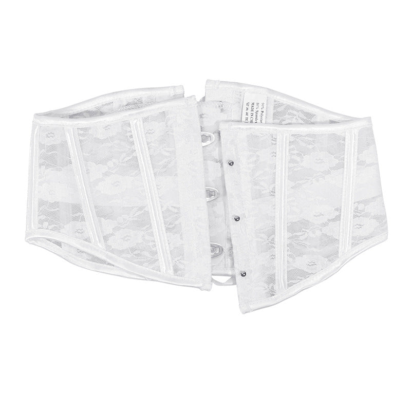 Freedombeauty|Autumn new lace short corset 16cm3 buckle herringbone support waist seal Lolita waist seal