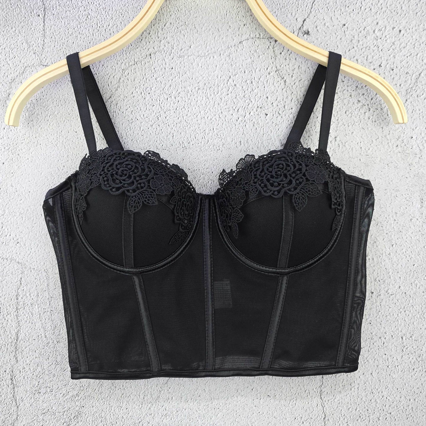 FREEDOMBEAUTY | Versatile slim-fitting new French bra, small vest, slim bra, waist closed, ultra-thin contrasting lace, pure desire bra