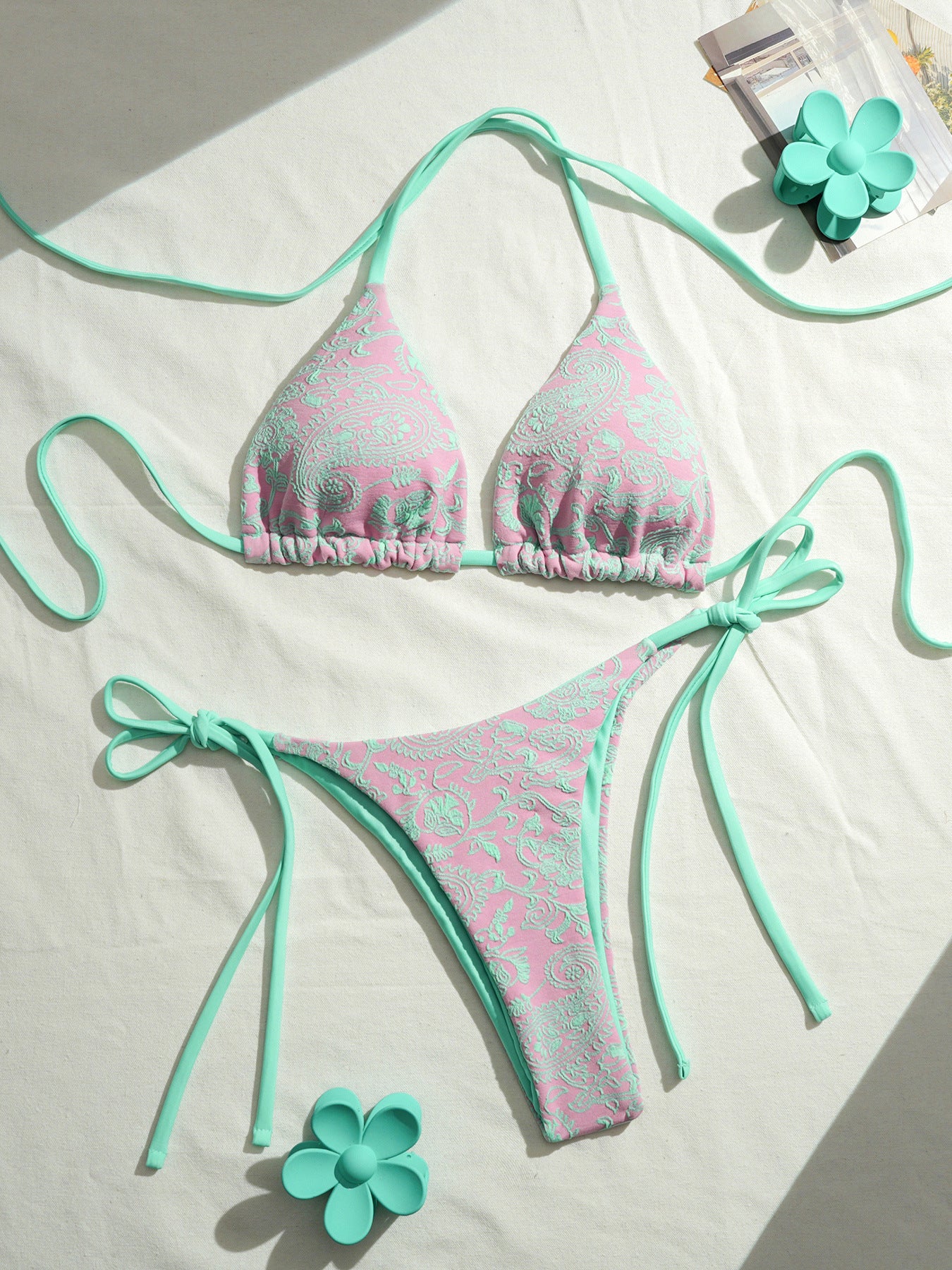 FREEDOMBEAUTY | Double fabric bikini special fabric lace-up swimsuit women's swimwear factory direct sales wholesale