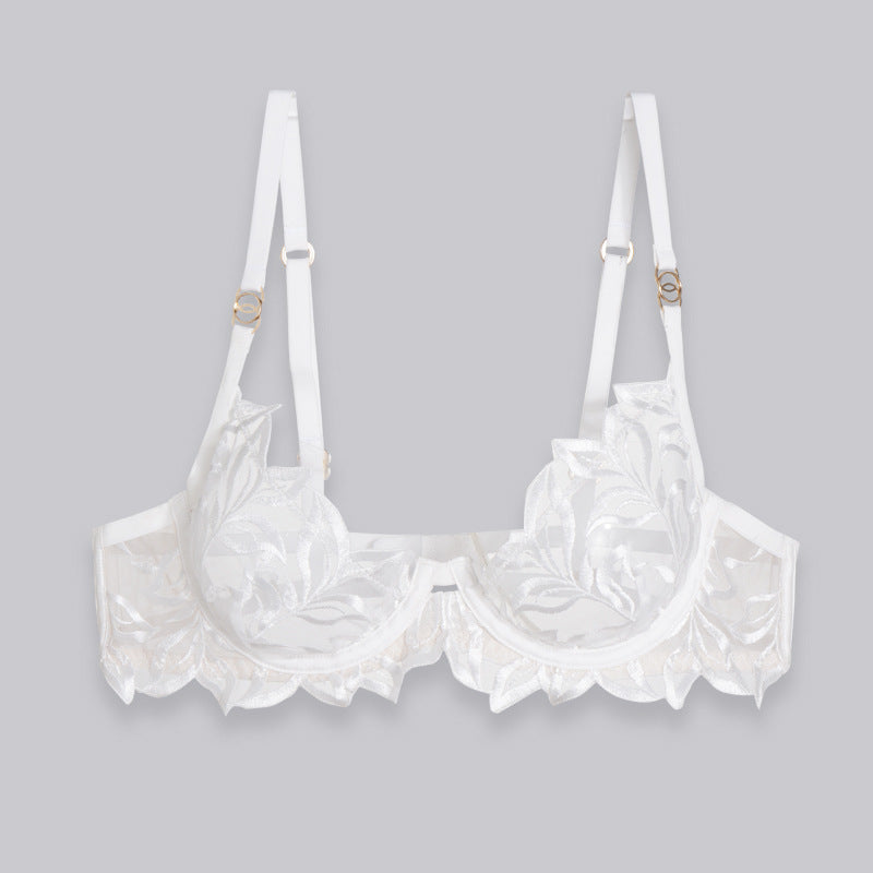 FREEDOMBEAUTY | Cross-border classic embroidered bras and underwear two sets women's underwear fishbone foreign trade special for Bra ultra-thin bras