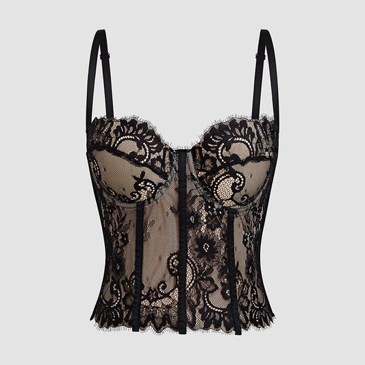 freedombeauty｜Fishbone clothes, small suspenders, sexy lace bottoming vest, bra-free, can be worn outside, Spice Girl top DB1136