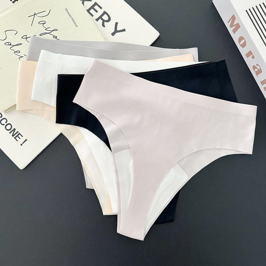 FREEDOMBEAUTY | 9385 ice silk seamless T-shaped women's underwear nude buttocks peach buttocks fitness panties sexy and anti-embarrassing