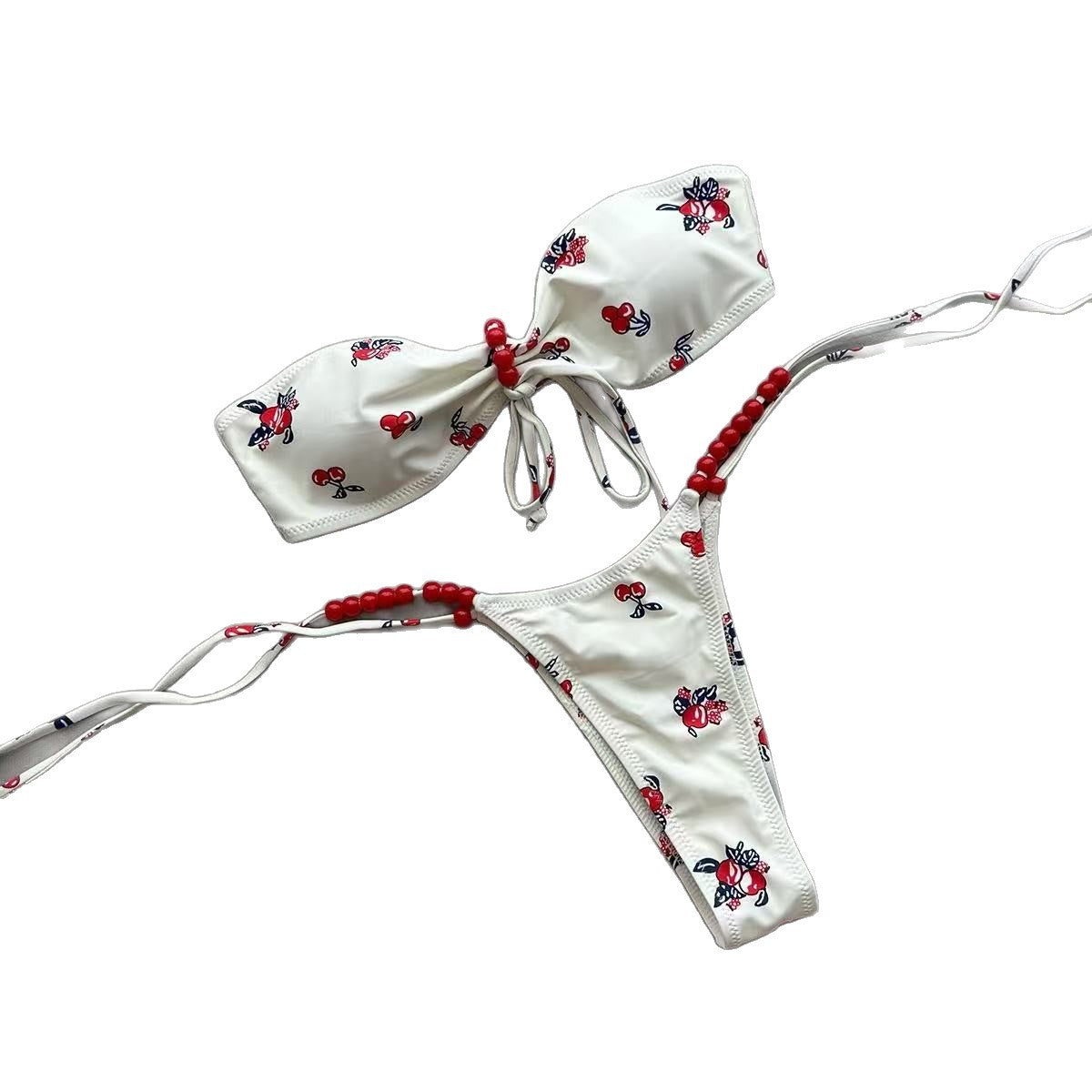 FREEDOMBEAUTY | Printed tube top split swimsuit women's new bikini swimsuit sexy bikini swimsuit
