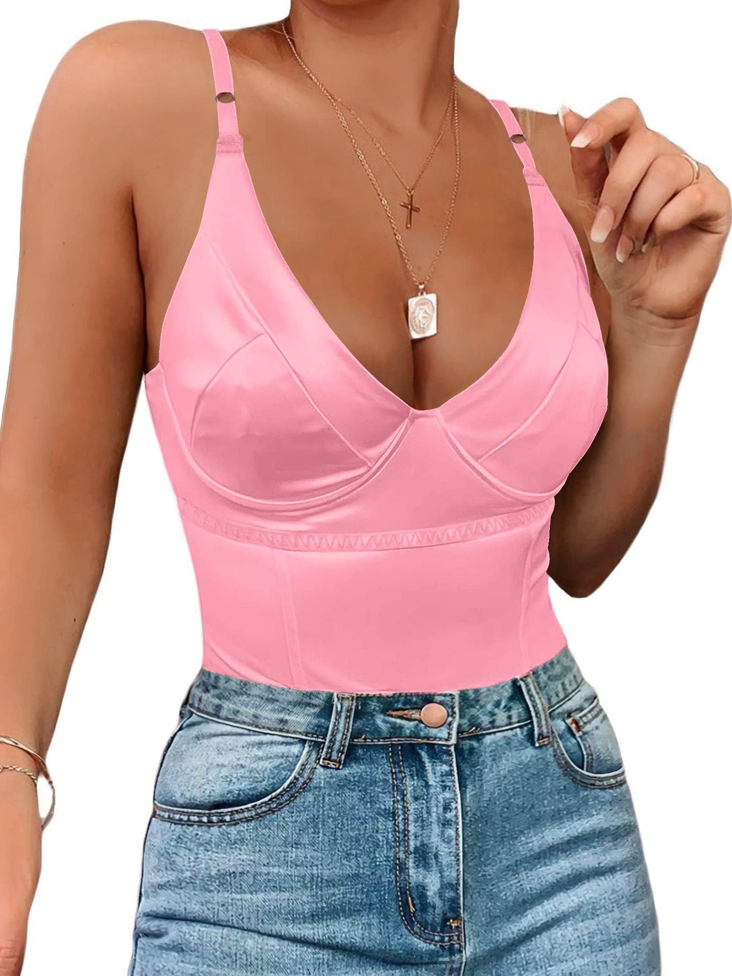 freedombeauty｜Independent Station Wholesale Women's Spring and Summer Sleeveless One-piece Suspender Vest Women's Outer Wear