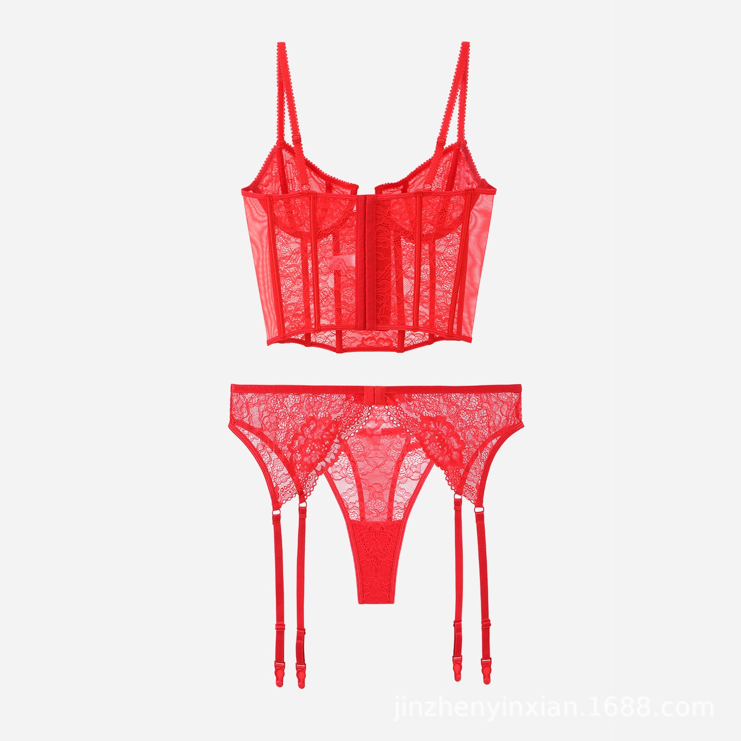 FREEDOMBEAUTY | Wear retro girl sexy fishbone underwear suspenders, thin gathering Valentine's Day lace sexy underwear 3 sets