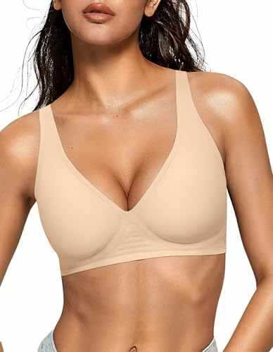 FREEDOMBEAUTY |OEAK Womens Deep V Bras Wireless Comfortable Bra Supportive