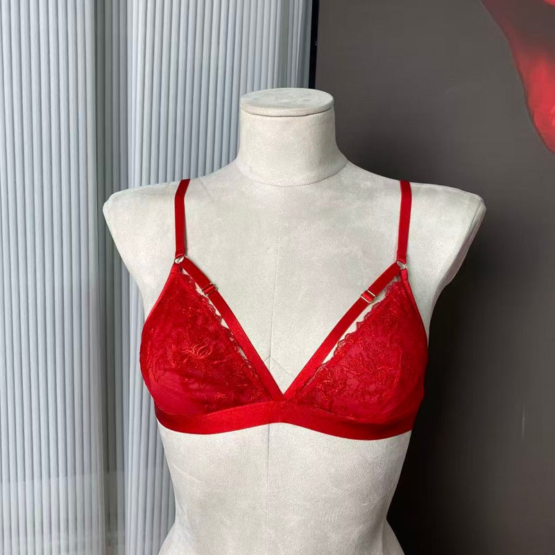 FREEDOMBEAUTY | FQ287234 Embroidery Underwear Set Series Mesh Perspective Sex Underwear Waist Women's Nightdress Cross-border Black