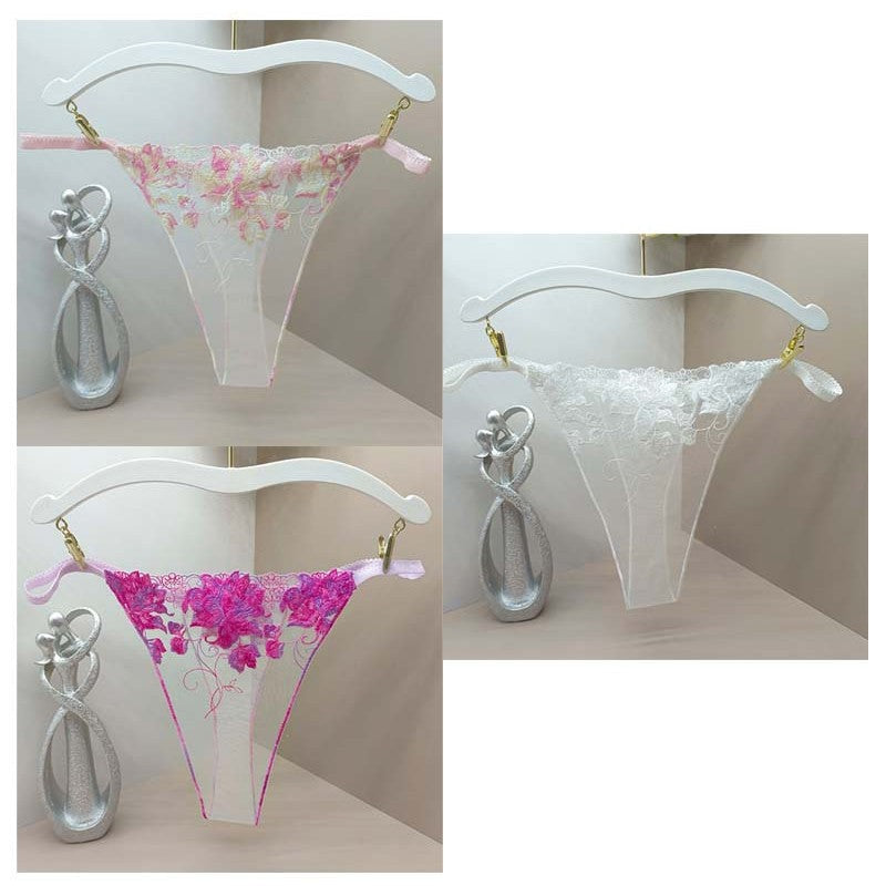 FREEDOMBEAUTY | Thong French Sexy Flower Transparent Ladies Lace Fixed Embroidered Panties Cross-Border Code Special Combination