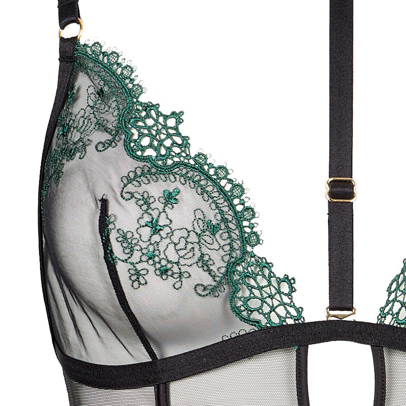 Freedombeauty | FQ2767 Deep V no-take-off onesie lingerie tulle sexy exposed buttocks cross back seduction network