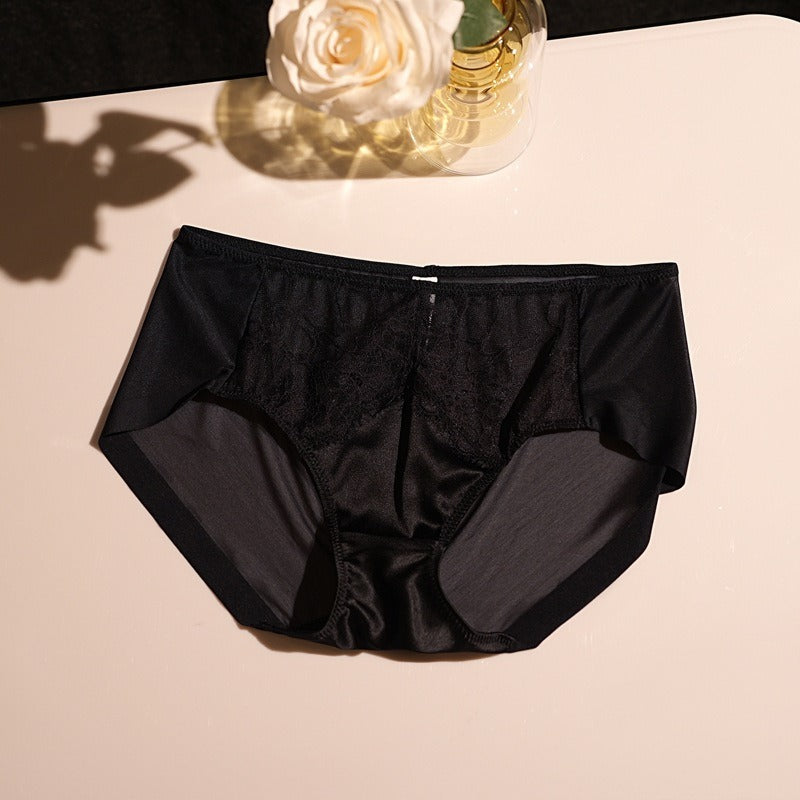 FREEDOMBEAUTY | Lace lightweight rimless mulberry silk panties triangle French double shoulder strap women's bra