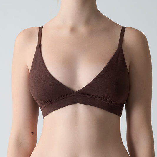 FreedomBeauty | Cotton Triangle Bralette Deep V Sexy Cotton Rimless Bra Comfortable Home Underwear